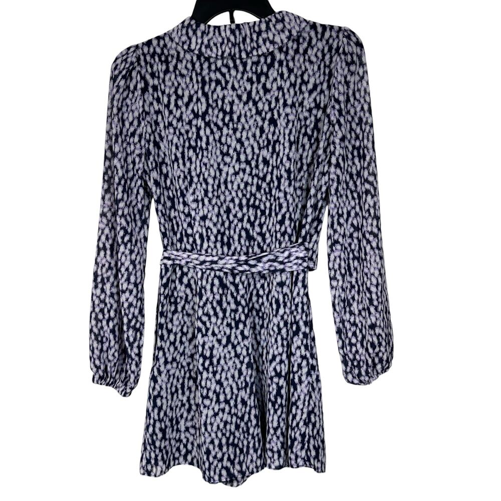 Michael Michael Kors Small Romper Ruffled Wrap Long Puff Sleeves Purple Abstract - Picture 5 of 10